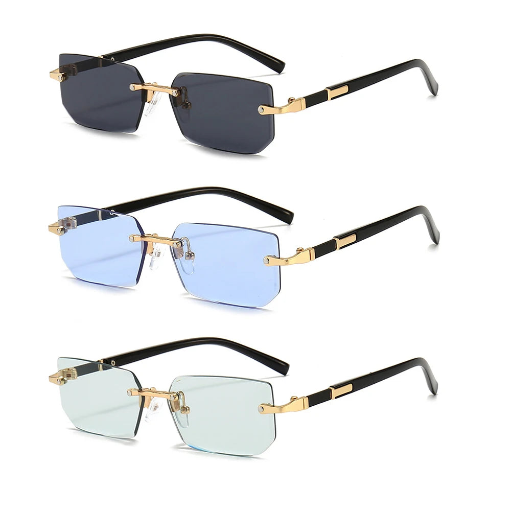 Lightweight Travel Sunglasses – Rimless Rectangle Design for All Genders