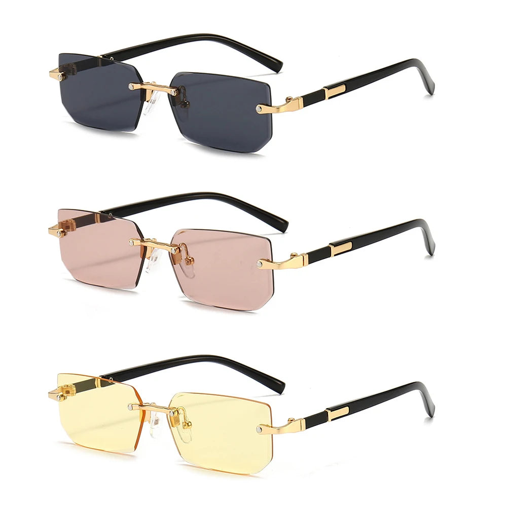Lightweight Travel Sunglasses – Rimless Rectangle Design for All Genders